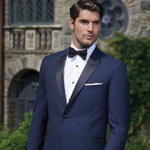 Ike Blue Blake Men's Tuxedo Jacket - Various Sizes - Blue with Black Lapel